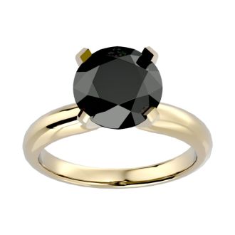4 Carat Black Diamond Solitaire Engagement Ring In 14 Karat Yellow Gold