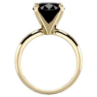 4 Carat Black Diamond Solitaire Engagement Ring In 14 Karat Yellow Gold