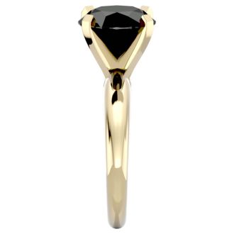 4 Carat Black Diamond Solitaire Engagement Ring In 14 Karat Yellow Gold