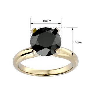 4 Carat Black Diamond Solitaire Engagement Ring In 14 Karat Yellow Gold