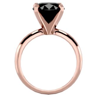 4 Carat Black Diamond Solitaire Engagement Ring In 14 Karat Rose Gold