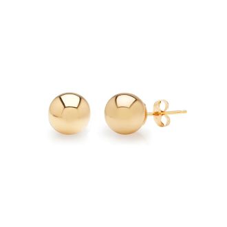24K Yellow Gold Vermeil Polish Finished 5mm Ball Stud Earrings With Friction Backs  