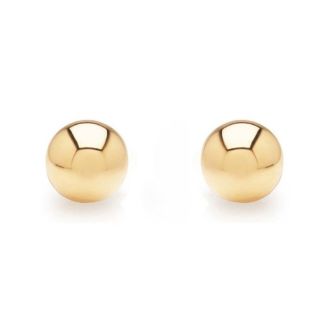 24K Yellow Gold Vermeil Polish Finished 5mm Ball Stud Earrings With Friction Backs  