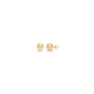 24K Yellow Gold Vermeil Polish Finished 2mm Ball Stud Earrings With Friction Backs  