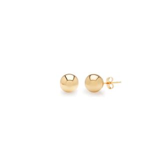 24K Yellow Gold Vermeil Polish Finished 3mm Ball Stud Earrings With Friction Backs  