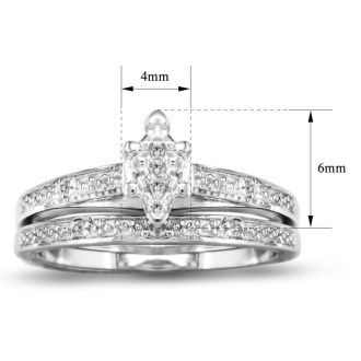 0.08 Carat Diamond Bridal Set In Sterling Silver