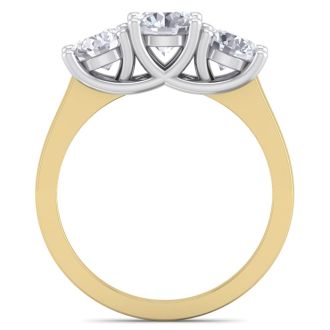 Incredible 2.15 Carat Three Colorless Diamond Ring in 14K Yellow Gold.  Spectacular Deal!