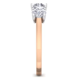 Incredible 2.15 Carat Three Colorless Diamond Ring in 14K Rose Gold.  Spectacular Deal!