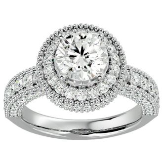 2 3/4 Carat Halo Diamond Engagement Ring In 14 Karat White Gold