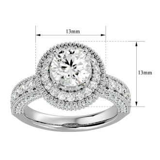 2 3/4 Carat Halo Diamond Engagement Ring In 14 Karat White Gold