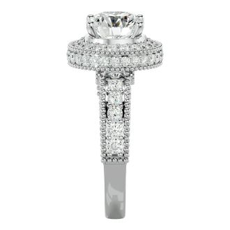 3 1/2 Carat Halo Diamond Engagement Ring In 14 Karat White Gold