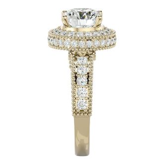 3 1/2 Carat Halo Diamond Engagement Ring In 14 Karat Yellow Gold