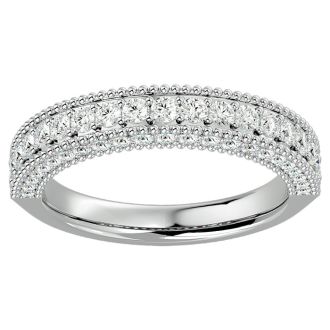 Moissanite Engagement Ring; 1 Carat Moissanite Wedding Band In 14 Karat White Gold