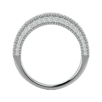 Moissanite Engagement Ring; 1 Carat Moissanite Wedding Band In 14 Karat White Gold