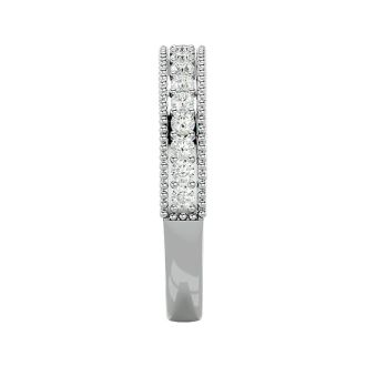 Moissanite Engagement Ring; 1 Carat Moissanite Wedding Band In 14 Karat White Gold