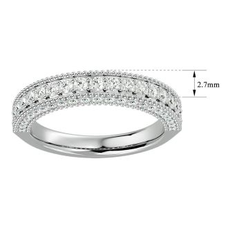 Moissanite Engagement Ring; 1 Carat Moissanite Wedding Band In 14 Karat White Gold