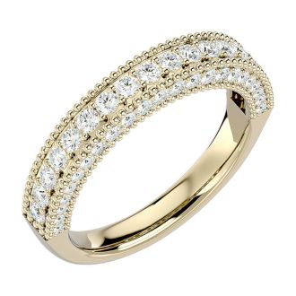 Moissanite Engagement Ring; 1 Carat Moissanite Wedding Band In 14 Karat Yellow Gold