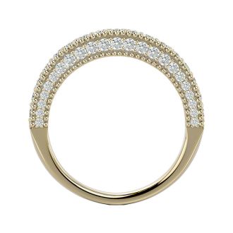 Moissanite Engagement Ring; 1 Carat Moissanite Wedding Band In 14 Karat Yellow Gold