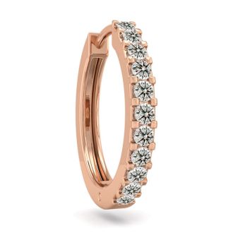 1/10 Carat Diamond Single Mens Hoop Earring In 14 Karat Rose Gold