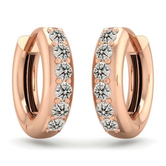 1/3 Carat Diamond Mens Hoop Earrings In 14 Karat Rose Gold