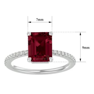 Garnet Ring: Garnet Jewelry: 3 Carat Garnet and Diamond Ring In 14 Karat White Gold