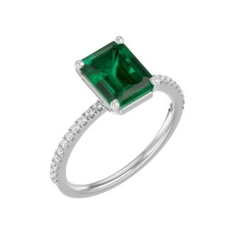 2 1/3 Carat Emerald and Diamond Ring In 14 Karat White Gold