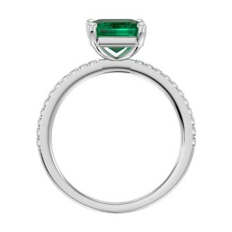 2 1/3 Carat Emerald and Diamond Ring In 14 Karat White Gold