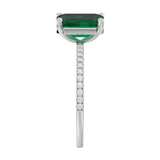 2 1/3 Carat Emerald and Diamond Ring In 14 Karat White Gold