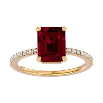 3 Carat Ruby and Diamond Ring In 14 Karat Yellow Gold