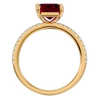 3 Carat Ruby and Diamond Ring In 14 Karat Yellow Gold