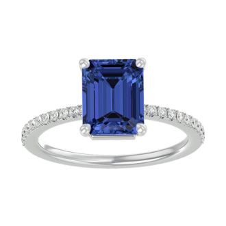 2 1/2 Carat Tanzanite and Diamond Ring In 14 Karat White Gold