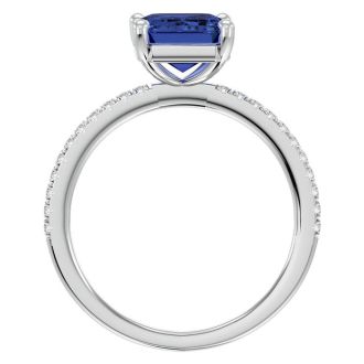2 1/2 Carat Tanzanite and Diamond Ring In 14 Karat White Gold