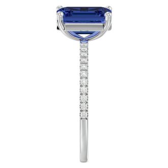 2 1/2 Carat Tanzanite and Diamond Ring In 14 Karat White Gold