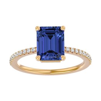 2 1/2 Carat Tanzanite and Diamond Ring In 14 Karat Yellow Gold