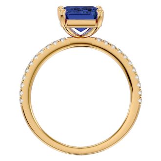 2 1/2 Carat Tanzanite and Diamond Ring In 14 Karat Yellow Gold