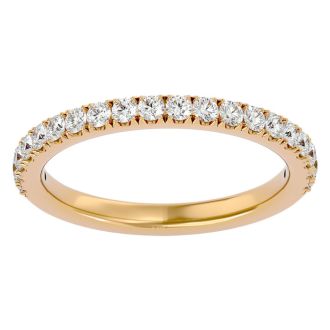 Moissanite Engagement Ring; 1/2 Carat Moissanite Wedding Band In 14 Karat Yellow Gold