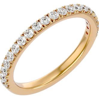 Moissanite Engagement Ring; 1/2 Carat Moissanite Wedding Band In 14 Karat Yellow Gold