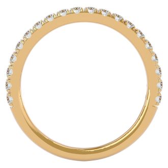 Moissanite Engagement Ring; 1/2 Carat Moissanite Wedding Band In 14 Karat Yellow Gold