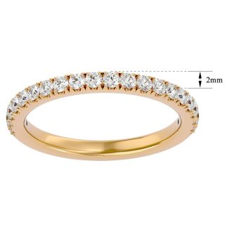 Moissanite Engagement Ring; 1/2 Carat Moissanite Wedding Band In 14 Karat Yellow Gold