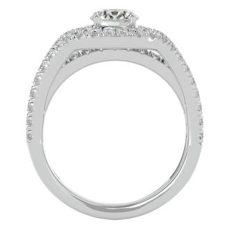2 Carat Halo Diamond Engagement Ring In 14 Karat White Gold. Fantastic, Large Bridal!  You Will Love This!