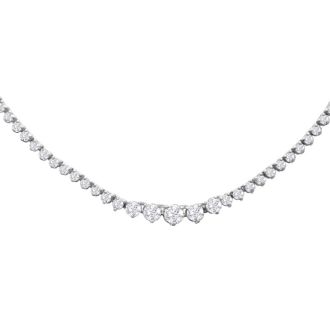 Graduated 5 Carat Diamond Tennis Necklace In 14 Karat White Gold, 17 Inches