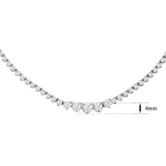 Graduated 5 Carat Diamond Tennis Necklace In 14 Karat White Gold, 17 Inches