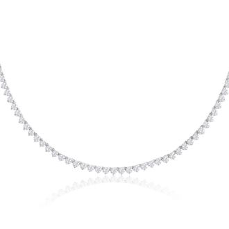 10 Carat Diamond Tennis Necklace In 14 Karat White Gold