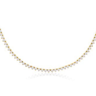 10 Carat Diamond Tennis Necklace In 14 Karat Yellow Gold, 17 Inches