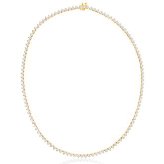 10 Carat Diamond Tennis Necklace In 14 Karat Yellow Gold, 17 Inches