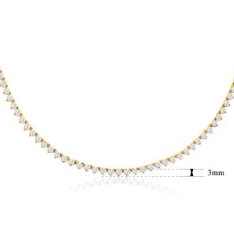 10 Carat Diamond Tennis Necklace In 14 Karat Yellow Gold, 17 Inches