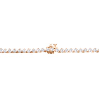 10 Carat Diamond Tennis Necklace In 14 Karat Rose Gold, 17 Inches