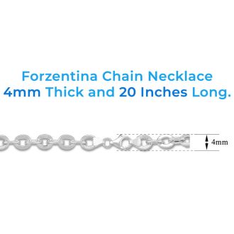925 Sterling Silver Forzentina 4mm Chain Necklace, 20 Inches