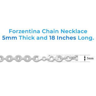 925 Sterling Silver Forzentina 5mm Chain Necklace, 18 Inches