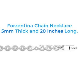 925 Sterling Silver Forzentina 5mm Chain Necklace, 20 Inches